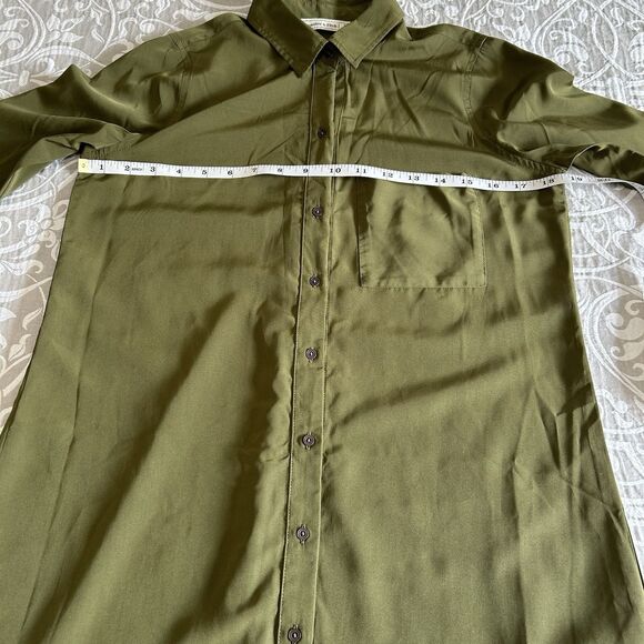 Abercrombie & Fitch Dress Women S Green Button Up Roll Tab Sleeve Casual Preppy - Picture 7 of 15